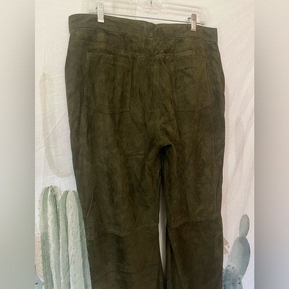 Vintage St. John Couture by Marie Gray Olive Green Leather Pants 🌵16 - Picture 3 of 11